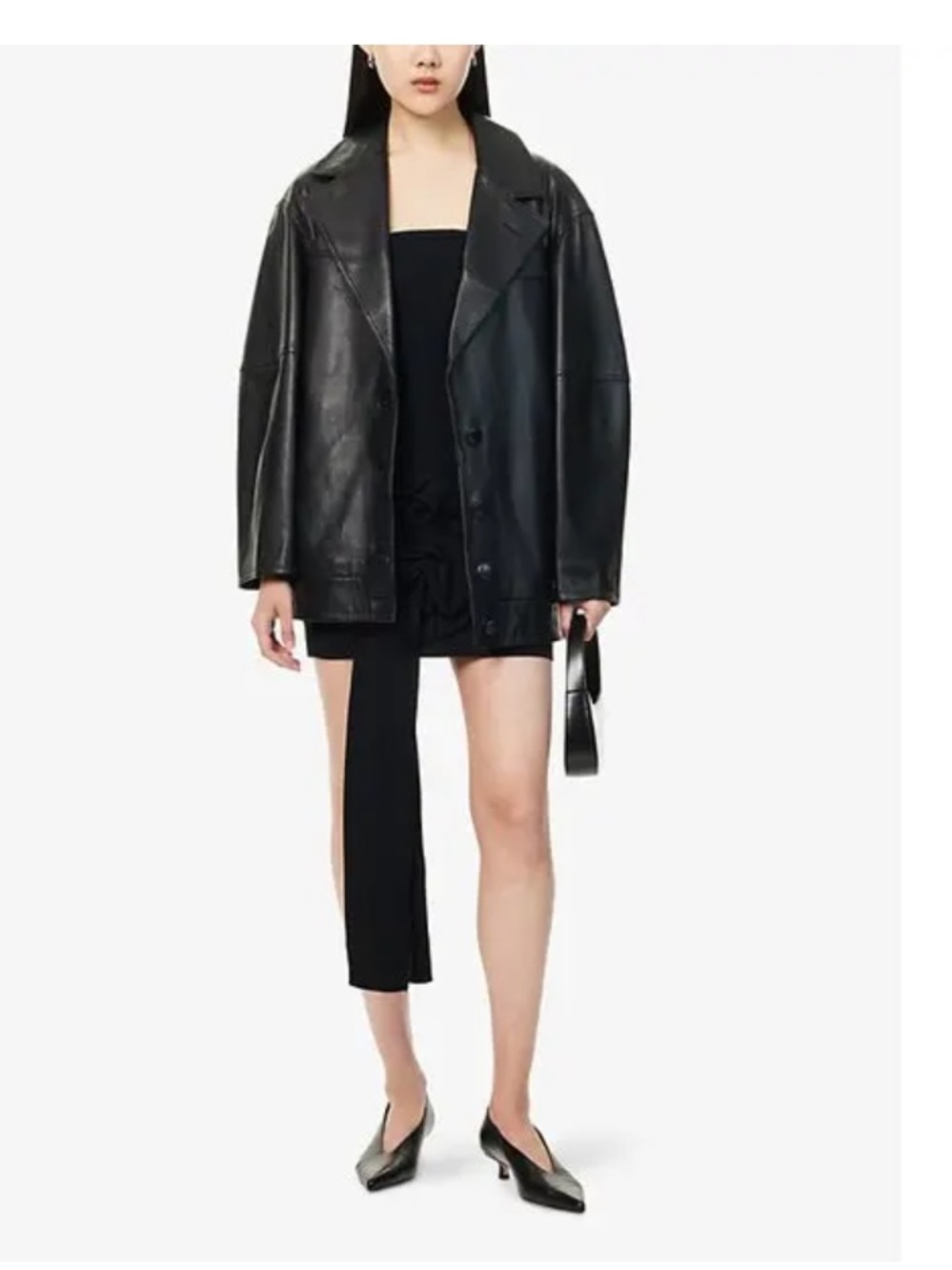 Marella Black Leather Bomber Jacket